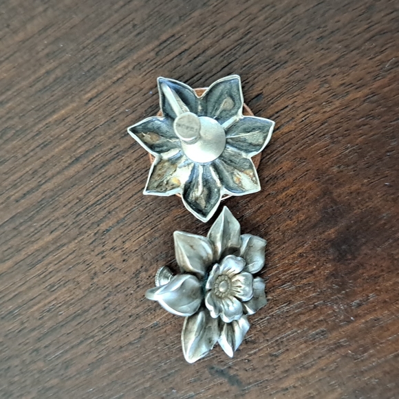 Sterling Silver Screw on Earrings Blooming Flower - Picture 3 of 8